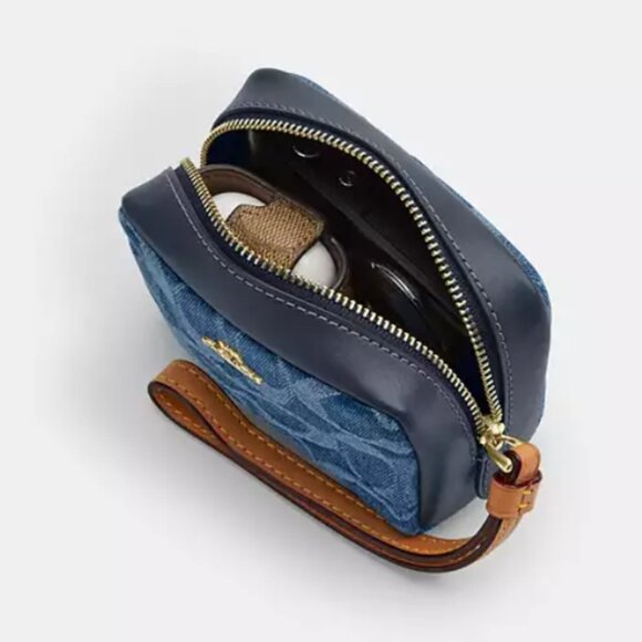 Pouch Wristlet In Signature Denim - Picture 3 of 6